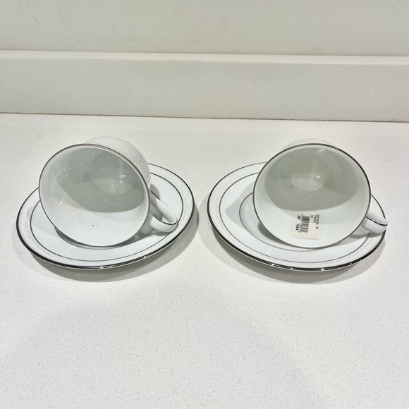 NWT set of 2 Noritake Whitescapes China Stoneleigh cup and saucer sets - Picture 2 of 6